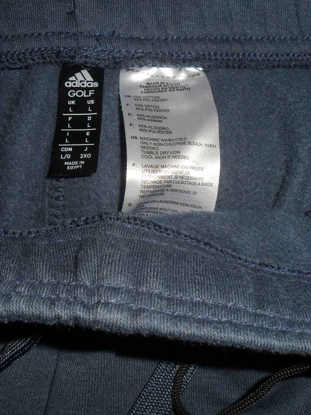 Adidas Men's Large Navy Blue Fleece Jogger Pants